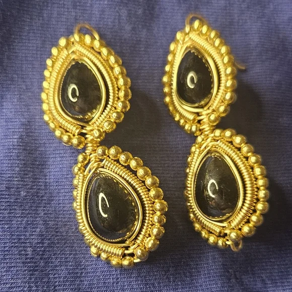 Elegant Gold and Black Earrings