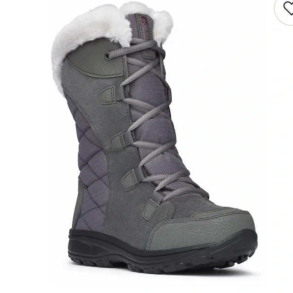 Columbia Ice Maiden II women's boots grey suede textile upper with a faux fur