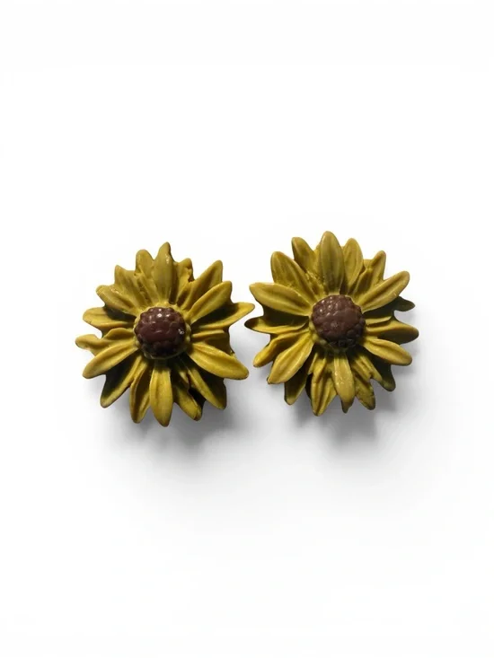 Handcrafted Sunflower Clay Stud Earrings