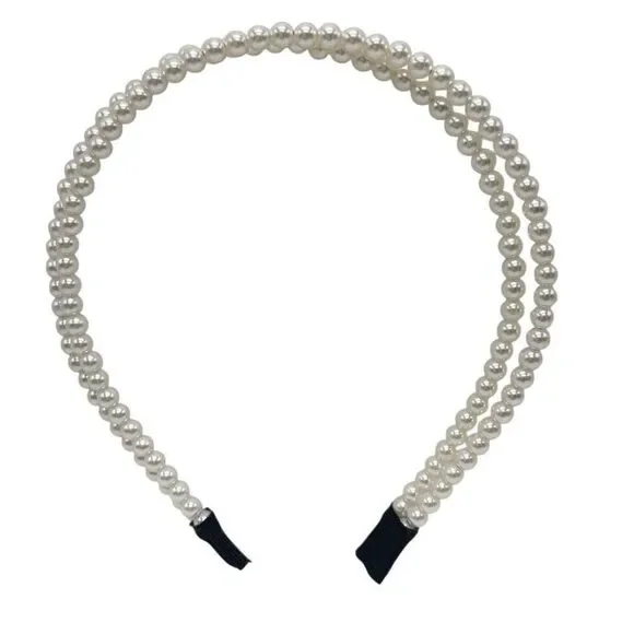 Double Faux Pearl Lightweight Headband – Elegant Women’s Hair Accessory