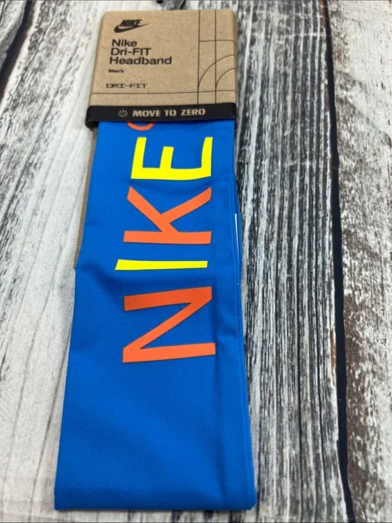 Nike Dri-FIT Fury Printed Headband Blue Orange Yellow NWT