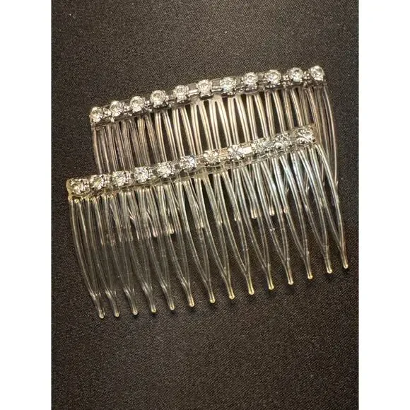 Vintage USA Set of Hair Combs w/ Rhinestones