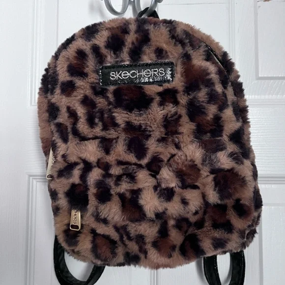 Skechers Leopard Print Faux Fur Mini Backpack - Brown/Black