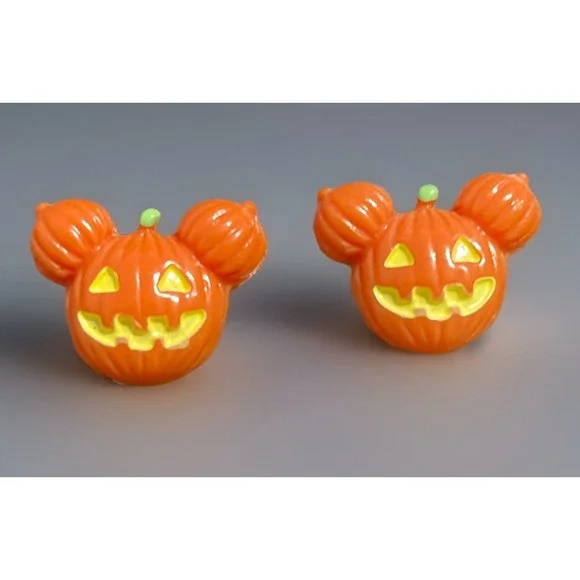 Disney Mickey Mouse Pumpkin Jack O‎ Lantern Halloween Earrings Orange Plastic