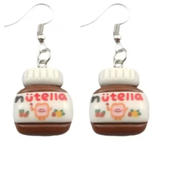 NWT - Nutella hazelnut chocolate spread earrings set - 1 inch x 0.5 inch