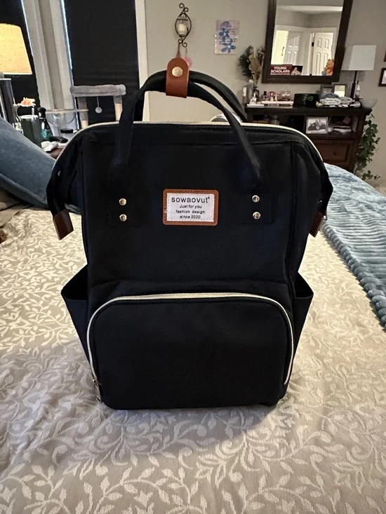 sowaovut Black backpack with Tan Trim Label