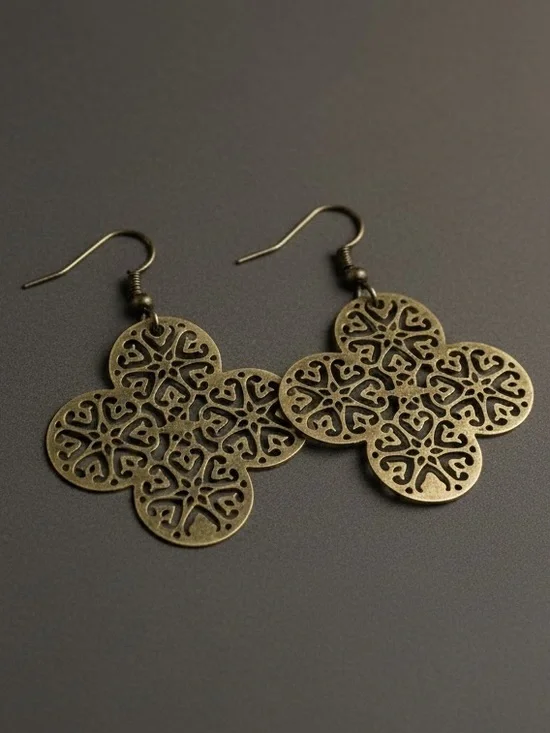 Gold-Tone Filigree Clover Lightweight Earrings