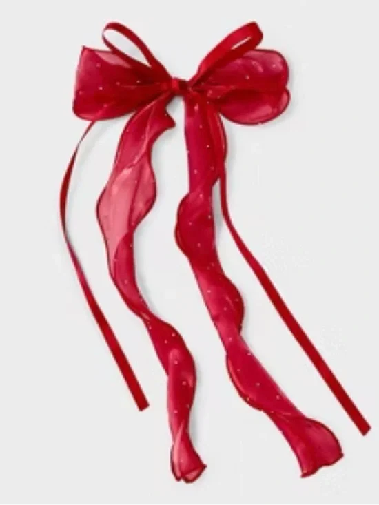 Wild Fable Gemmed coquette Bow Hair Clip in red sparkly clear stones nwt