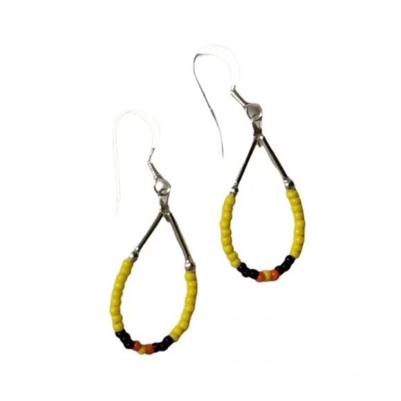 UNBRANDED Bright And Cheerful HANDMADE Glass BEAD Looped Southwestern Earrings