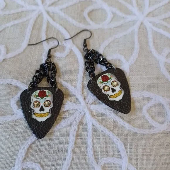 Guitar Pick Dangling Earrings