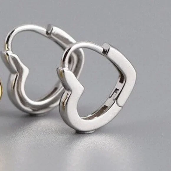New 925 Silver Open Heart Huggies