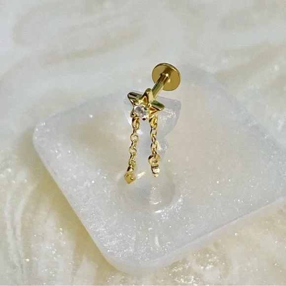 Gold Star Dangle Earring