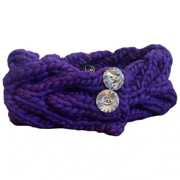 Wai Swarovski chunky knit purple headband