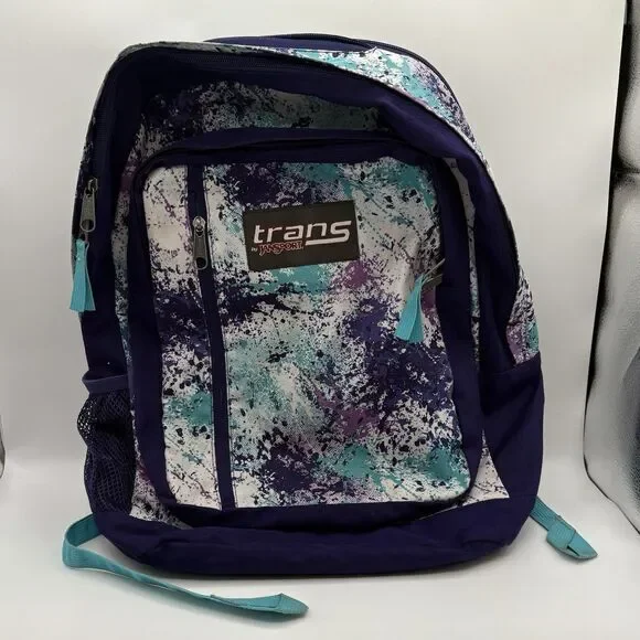 Trans By JanSport Backpack Laptop Sleeve Paint Spatter 5 Zip Compartments