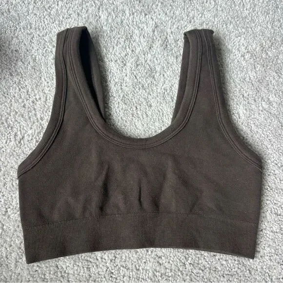 ALO YOGA Seamless Chosen Wellness Bra Womens Size Small Brown.