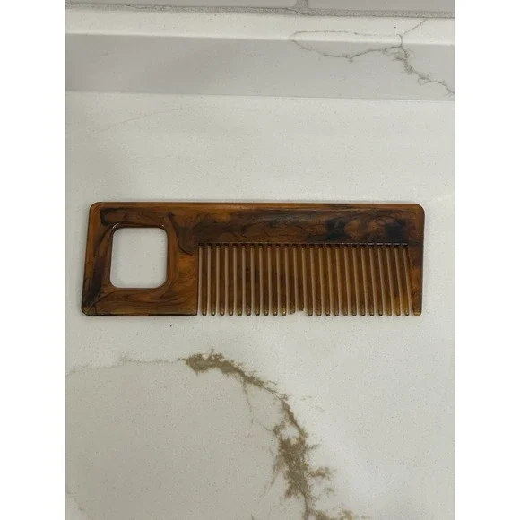 Vintage Tortoise‎ Shell Pocket Comb 5 inch Retro Geometric 1970s MCM