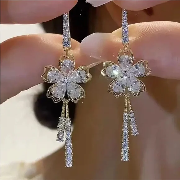 Gold Filled Cubic Zirconia Floral Earrings
