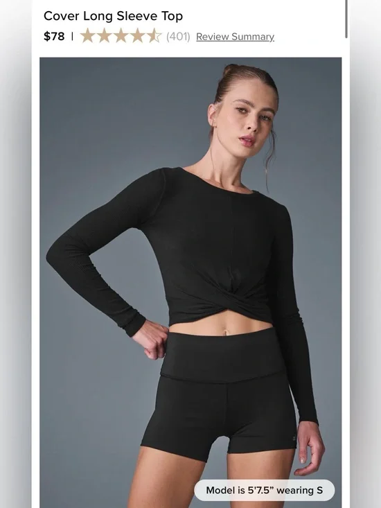 ALO YOGA Cover Long Sleeve Top, YELLOW NWT