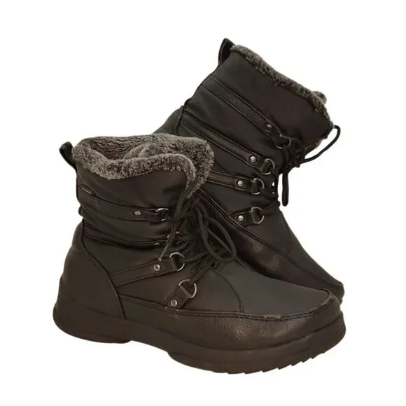 Weatherproof Womens Pre-owned Black, Faux Fur Lined Winter Boots - sz. 6 1/2M