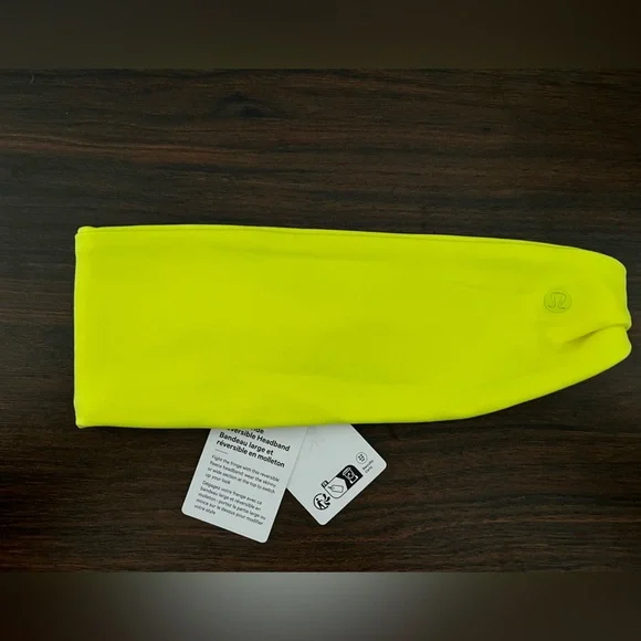 NWT Lululemon Fleece Wide Reversible Neon Yellow Headband