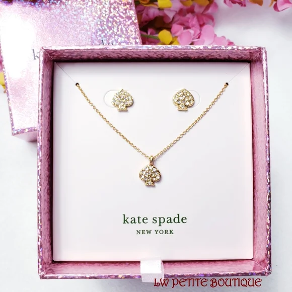 Kate Spade Signature Spade Earrings & Pave Pendant Boxed Earrings