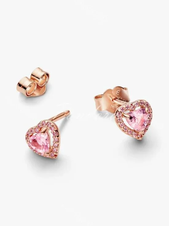 Pandora Pink Elevated Heart Stud Earrings