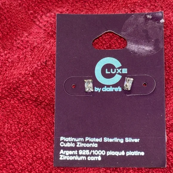CLuxe‎ Earrings Platinum Plated Sterling Silver Cubic Zirconia Girls Claire’s