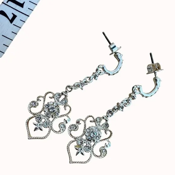 Avon Earrings Dangle Silver Tone Crystal Vintage, Wedding, Prom,‎ Glam,