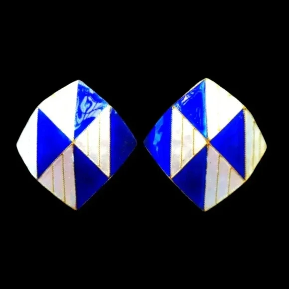Vintage 70s Laurel Burch Cloisonne Enamel Post Earrings