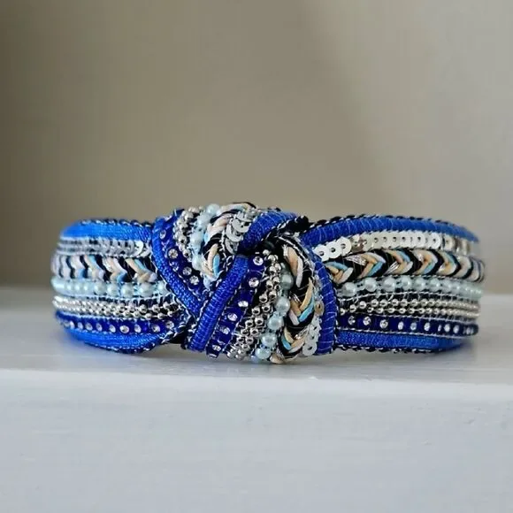 NWO Blue and Silver Braided Headband