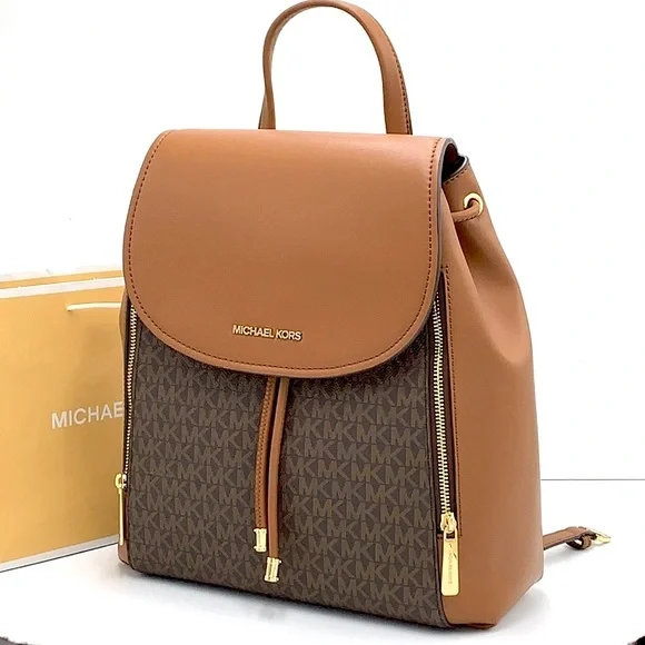 MICHAEL KORS PHOEBE MEDIUM DRAWSTRING BACKPACK BROWN SIGNATURE COLOR
