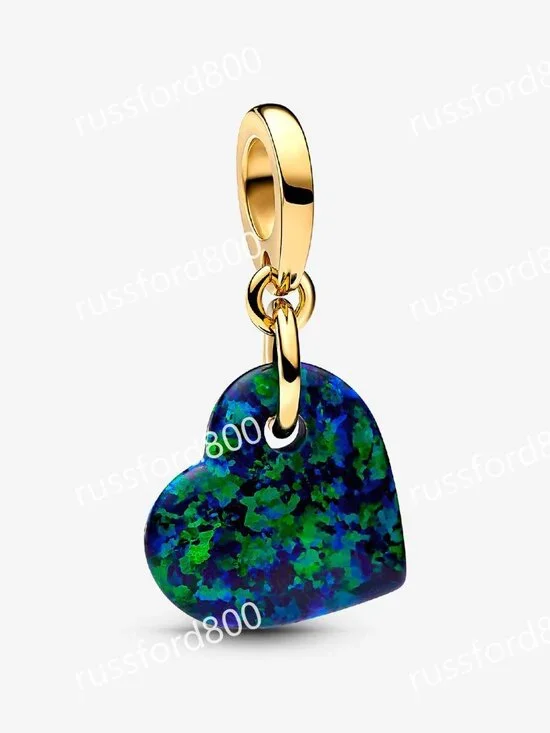 Pandora Opalescent Green Heart Dangle Charm