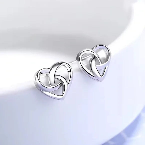 Sterling Silver Knot Heart Earrings