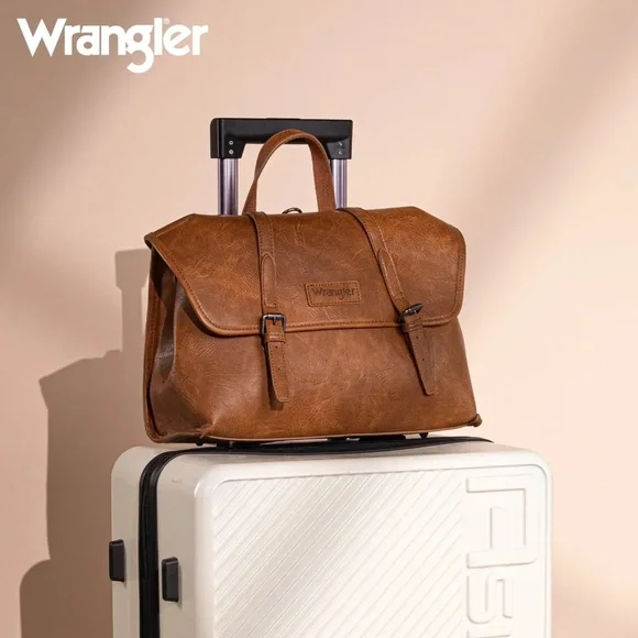 Wrangler Top Handle Carry Satchel/Laptop Bag/Backpack/Crossbody Brown