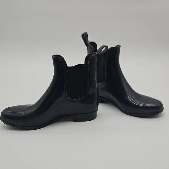 Nine West Glossy Navy Blue Slip On Rubber Boots