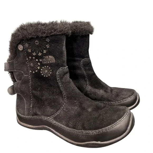 The North Face‎ Womens Black Suede Primaloft Insulated Winter Boots Fur Trim 6