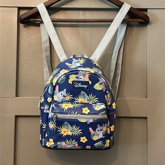 Loungefly Disney Lilo & Stitch Tropical Stitch Mini Backpack Blue Faux Leather