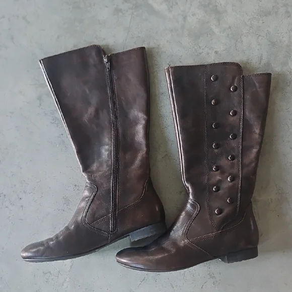 Brown Leather Born Tall Below The Knee Boots