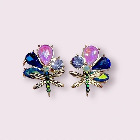 Betsey Johnson Cluster Dragonfly Stud Earrings