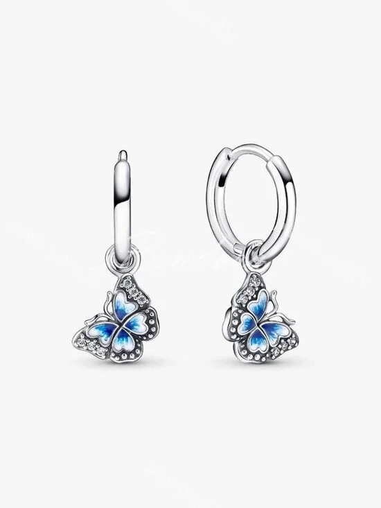 Pandora Blue Butterfly Hoop Earrings