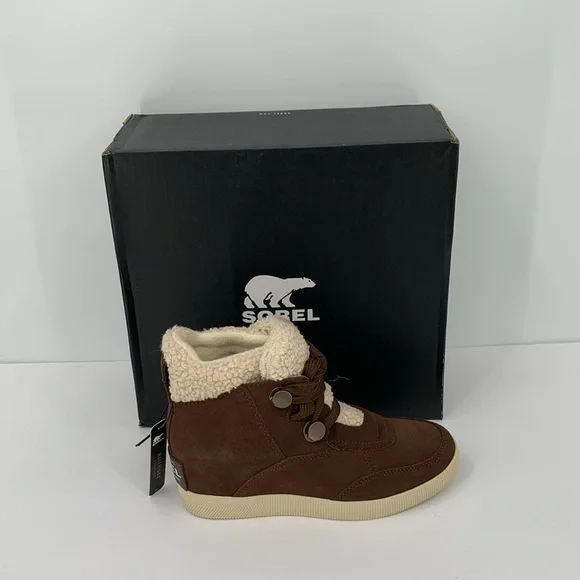 Sorel Out n About Cozy hidden wedge boots suede hiking shearling winter new 8