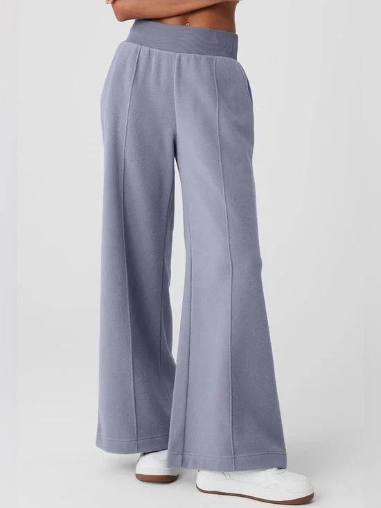 ALO Yoga Polar Fleece High-Waist Snowdrift Wide Leg in Fog - L