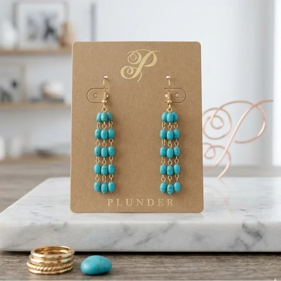 Plunder Design Fashion Jewelry Weslynn Turquoise Tassel Bead Drop Dangle Earring