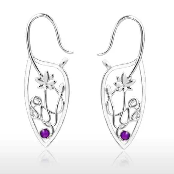 Lotus Flower Silver Plated Earrings