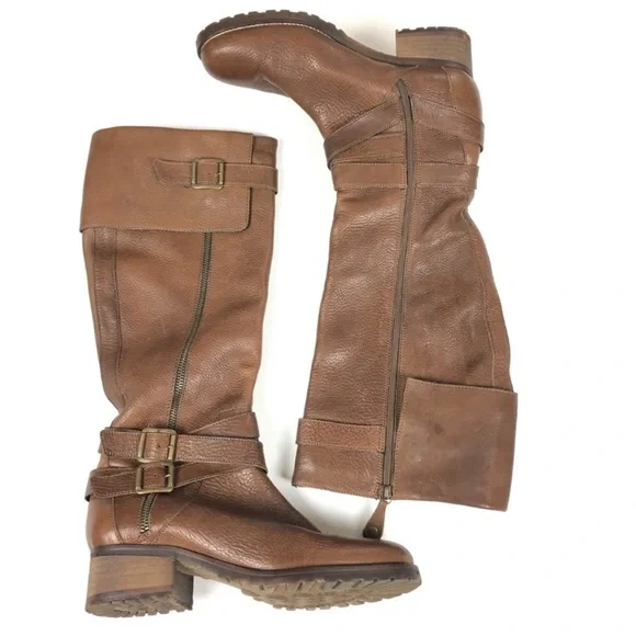 Fabianelli Brown Leather Buckle Knee High Boots‎ Women’s Sz 9