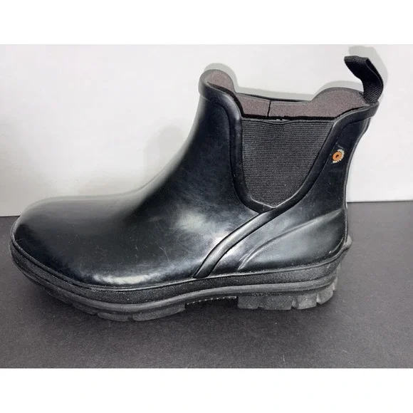 BOGS Amelia Rain Boots Ankle Womens Size 8 Black Slip On Waterproof 78900-001