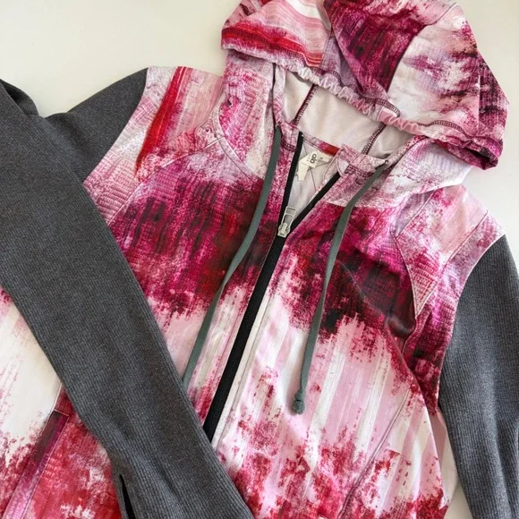 Alo Yoga Full Zip Hoodie Jacket Airbrush Desert Sunset Pink Gray Women's small‎