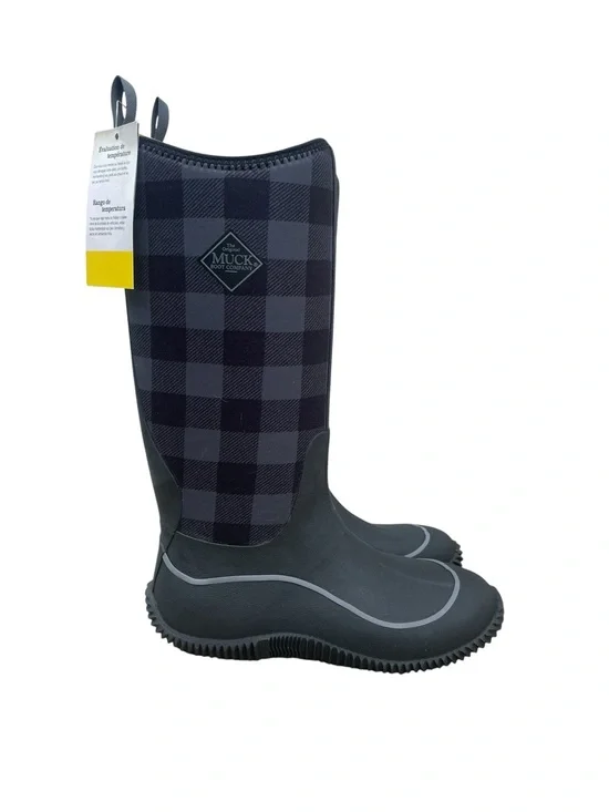 Muck Boot Company, women’s Hale boots, Black/Grey Plaid, Size 10, NIB