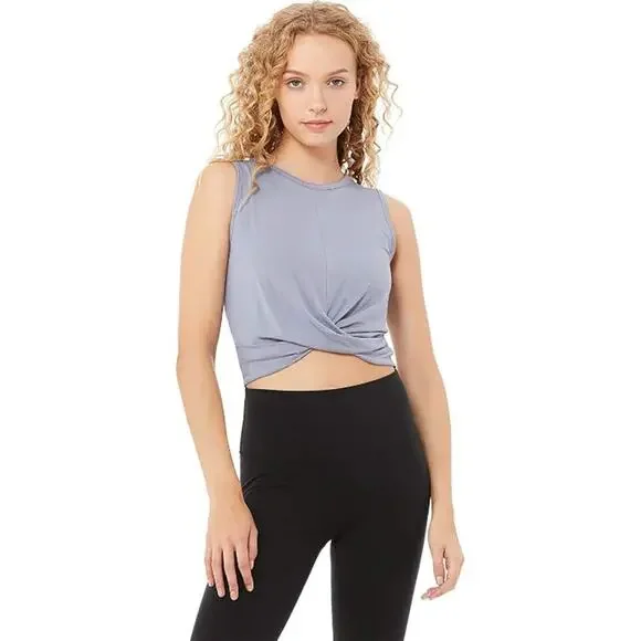 NWT Alo Yoga Cover Tank Blue Moon Crop Gym Workout Sports Athleisure Size XS