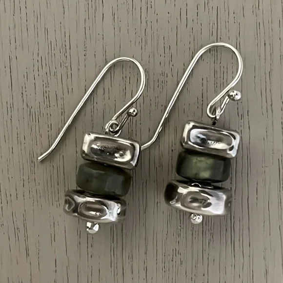 HTF Vintage Silpada Sterling Silver & Labradorite French Wire Earrings W0724